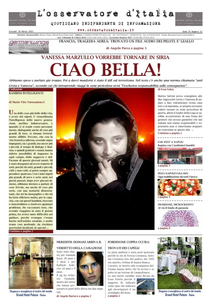 L'osservatore d'Italia edizione del 26 Marzo 2015